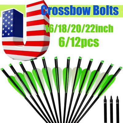 YLSIO ARCHERY 6/12X Crossbow Bolts Aluminum Shaft Arrows Bow Hunting Archery Half Moon Nock
