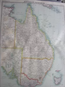 1920 MAP OF AUSTRALIA Eastern Queensland NSW Victoria Tasmania 106 Times Atlas - Picture 1 of 8