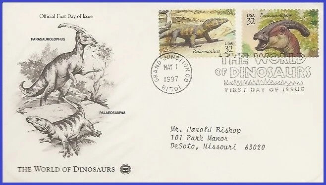 USA4 #3136i ADDR PCS ARTCRAFT FDC STR2  Dinosaurs Parasaurolophus - Image 1 of 1