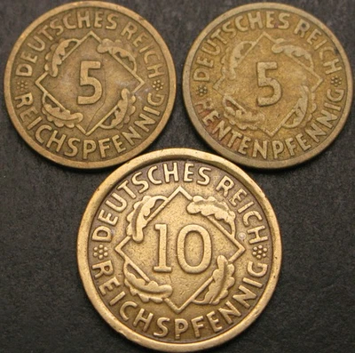 GERMANY (Weimar) 5, 10 Reichspfennig 1924/1925 - 3 coins - 3297 ¤ - Image 1 of 2