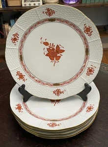 SET OF 6 HEREND HUNGARY "CHINESE BOUQUET" PORCELAIN CHINA - 10" DINNER PLATES - Picture 1 of 6