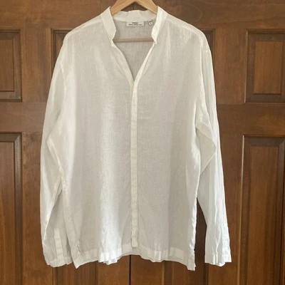 Рубашка мужская Murano Baird McNutt 100% лен белая на пуговицах с длинным рукавом размер большой L - Изображение 1 из 4