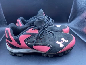 Under Armour Girls Youth Cleats 5.5 Youth Red Black Softball - Picture 1 of 12