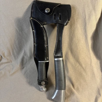 Matching Western Vintage Black Hatchet With Silver Stainless Steel Knife Set. - Image 1 of 4