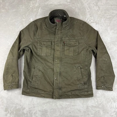 Levis Jacket Mens XL Olive Green Military Field Full Zip Utility Quilted Lined - Image 1 of 4
