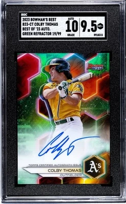 2024 BOWMAN’S BEST GREEN REFRACTOR COLBY THOMAS AUTOGRAPH /99 SGC 9.5/10 ROOKIE - Image 1 of 2