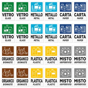 24 Adesivi per Raccolta Differenziata Piccole | Etichette in Italiano E Inglese - Foto 1 di 13