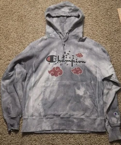 Naruto x Champion Hoodie Itachi Version Gr. Large Medium Sweatshirt Anime grau - Bild 1 von 13