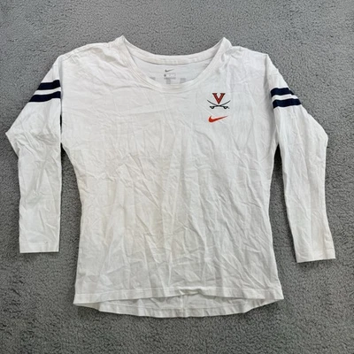 Virginia Cavaliers Shirt Womens M White Nike Long Sleeve Cotton Casual - Image 1 of 4