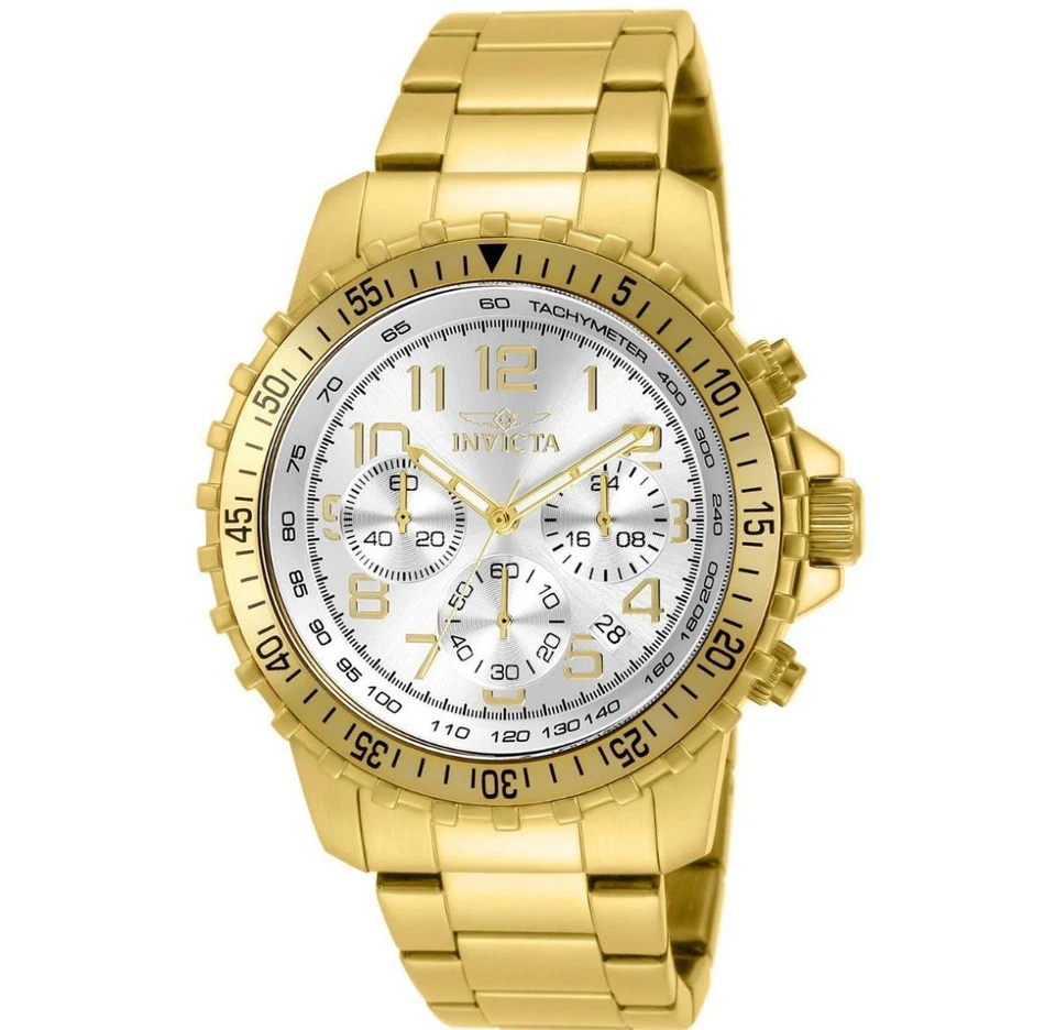 Reloj Invicta para hombre 45 mm especial piloto cronógrafo esfera plateada tono dorado 11369 Foto 1 de 4