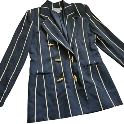 CARLISLE Vintage Blazer Jacket Wool Womens 6 Small  Nautical Striped Careerwear  - Image 1 of 4