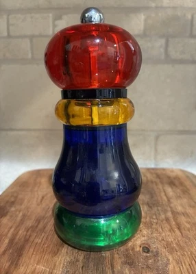 Винтажная мельница для перца Olde Thompson Sunset Fiesta красная сине-желтая акриловая 5,5 дюйма - Изображение 1 из 4