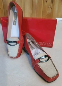 Mocassino comfort slip-on in pelle rosso medley aerosol nuovo con scatola taglia 7M  - Foto 1 di 7