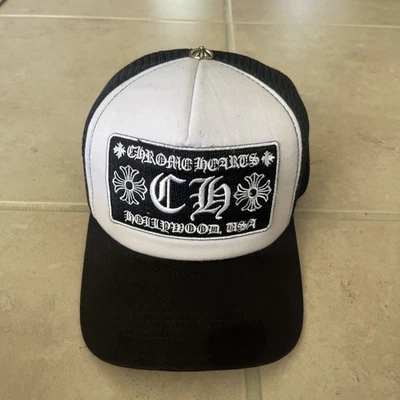 Authentic Chrome Hearts Hollywood USA Trucker Hat White Black Patch OSFM - Image 1 of 4