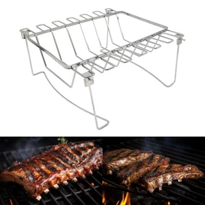 3 in 1 Rectangle Rib Rack with 2 Handle Holds 1 Whole Chicken Meat Smoker - Picture 1 of 7