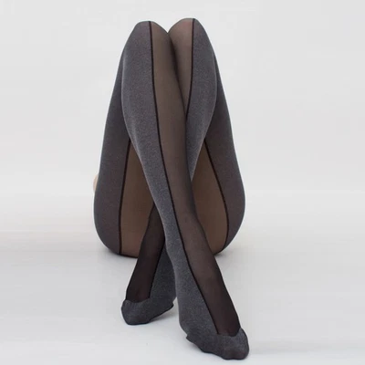 Giulia Miracle model 1 semi-sheer tights 40 den hosiery dark gray geometric - Image 1 of 4