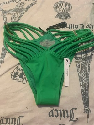 Biquíni de natação Victoria's Secret com tiras parte inferior brasileira verde grande novo com etiquetas - Imagem 1 de 4