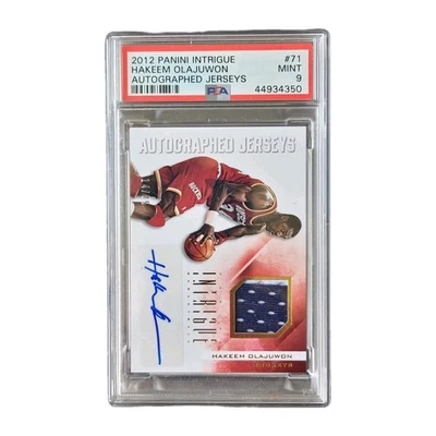 NBA cards 2017 Panini Intrigue 14/25 HAKEEM OLAJUWON Autographed Jersey PSA 9 - image 1 of 4