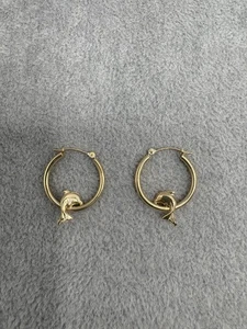 14k Yellow Gold JCM Dolphin Hoop Earrings 1.5 Grams - Picture 1 of 4