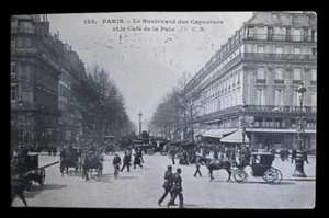 Capucines Blvd & Cafe of Peace Paris France • Horse & Carriages • Posted 1905 - Bild 1 von 2