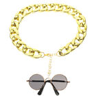2 Pcs Haustierzubehör Halsketten Eine Hund Goldkette Brille Mode