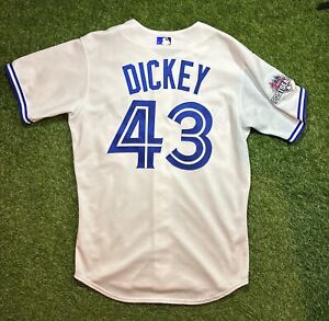Vtg Majestic Toronto Blue Jays Dickey #43 Mens Sz 44 2015 Postseason MLB Jersey