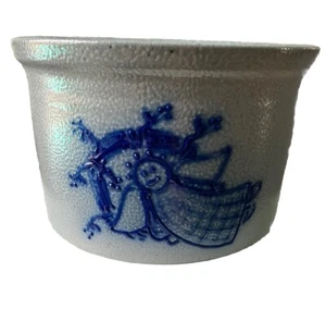 Vintage Eldreth Keramik grau Topf mit blauem Engel von David Eldreth 4" hoch - Bild 1 von 5