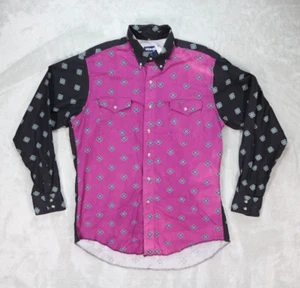 Men's Vintage Wrangler Funky Western Long Sleeve Button Up Shirt Rodeo Cowboy - Picture 1 of 4