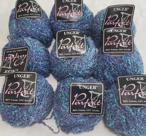 Lot of 9 Balls Unger Knitting Yarn Parfait Boucle Blue Purple 50g 98 yds ea - Picture 1 of 7