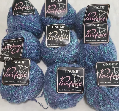 Lote de 9 Bolas Unger Hilo de Tejer Parfait Boucle Azul Púrpura 50g 98 yardas ea Foto 1 de 4