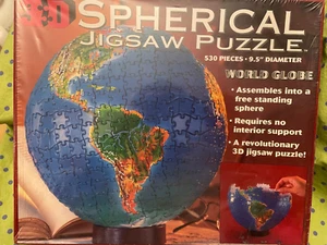 3D Spherical Jigsaw Puzzle World Globe Earth 530 Pieces 9.5" Diameter NEW SEALED - Picture 1 of 3