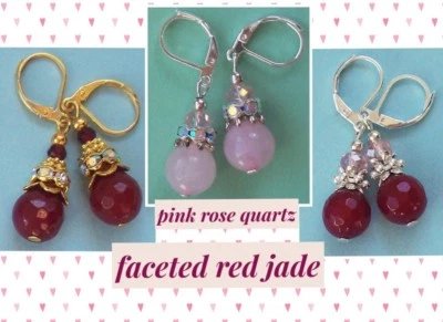 Pendientes Berry Rojo Jade y Cuarzo Rosa Artesanales ELIGE Foto 1 de 4
