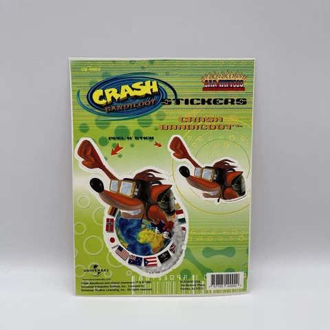 Vintage Crash Bandicoot Car Tattoos Weather Resistant Decal Stickers 1999 Tiny Cover