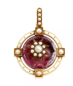 Antiker edwardianischer Anhänger 18 Karat Gold, Bergkristall, Perlen - Bild 1 von 3