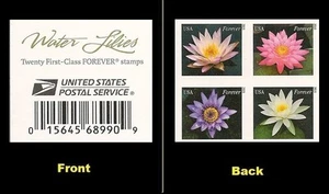US 4967c Water Lilies imperf NDC label block 4 MNH 2015 - Picture 1 of 1