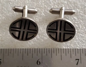 Vintage Silver Cufflinks Tie Tack Clip Old Style Men's Accessories - Picture 1 of 5