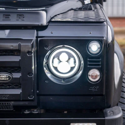 2x 7" 140W LED Halo DRL Headlights For Range Rover Classic County LWB 1971-1995 - Image 1 of 4