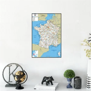 English Map Distribution of France Road Photo Poster Print Office Home Art Decor - Foto 1 di 10