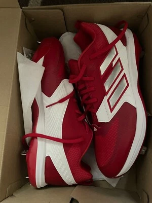 Chuteiras de beisebol masculinas Adidas Icon 8 vermelhas e brancas tamanho EUA 11,5 - Imagem 1 de 3