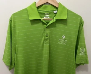 Zurich Classic Golf Polo Cutter Buck Medium TPC Louisiana Green Stripe  - Picture 1 of 14