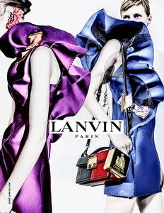 $3190 Lanvin AUTH Mesh Side Ruffle Techno Duchess Satin Dress 36 Alber Elbaz - Picture 1 of 12