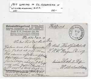 1917 Warthe to S.S. Regenburg at Wilhelmshaven, German East Africa (M7197) - Picture 1 of 2