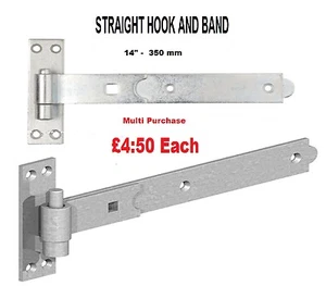 14" STRAIGHT BAND and HOOK T Hinges Heavy Duty Stable Gate GALVANISED - Picture 1 of 4