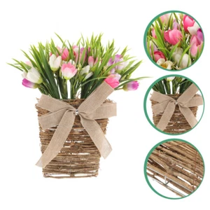 Wall Hanging Flower Basket Front Door Decorations Artificial Flowers for Indoor - Picture 1 of 12