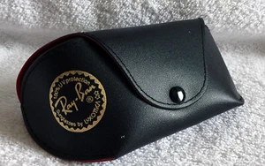 Ray Ban Black Leather Case EyeGlass Sunglass Red Felt Interior - Picture 1 of 4