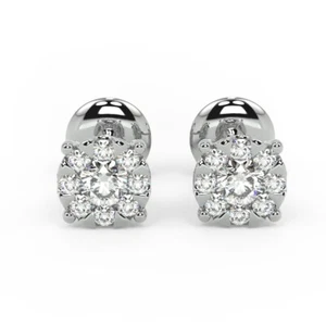 New Arrival ..! 6mm Looks 0.50 Ct Round Diamond Cluster Earrings In White Gold - Picture 1 of 9