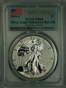 2019-S Enhanced Reverse Proof Silver Eagle PCGS PR69 First Strike with COA - Picture 1 of 4