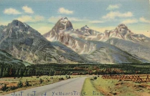 Postkarte Berge unbesendet Teton Range 1952 Leinen rote Lodge Stempel - Bild 1 von 2