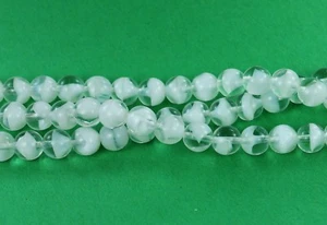 25 cuentas redondas de vidrio checo Druk cristal/blanco 8 mm - Imagen 1 de 1