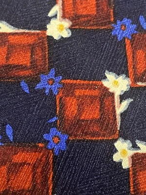 Ike Behar Mens Silk Necktie Designer Multicolor Floral Geometric EUC 3 3/4 x 58 - Image 1 of 4